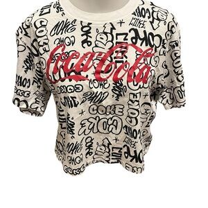 Coca-Cola Red and Black Graphic Crop Top size M